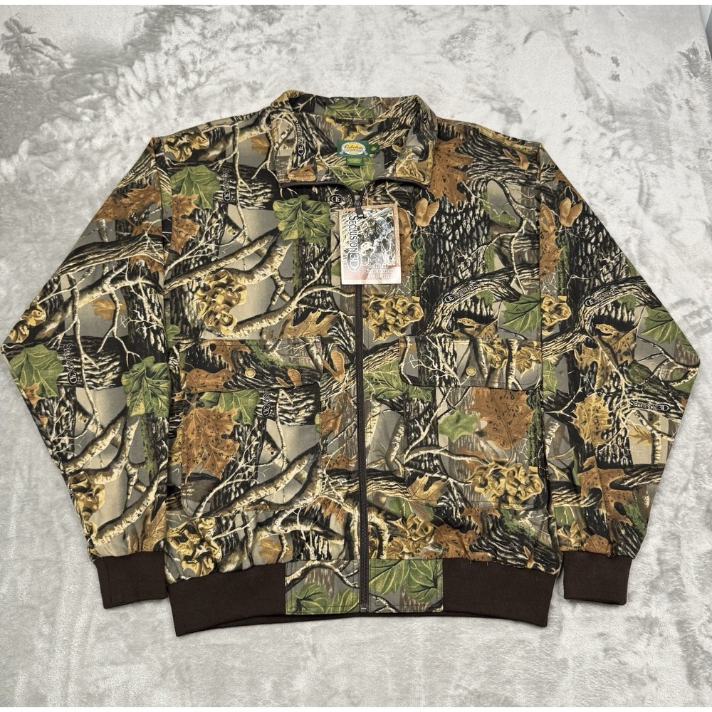 Vintage Cabelas Jacket Mens XL Fall Seclusion 3D Full Zip Bomber Hunting Y2K NWT